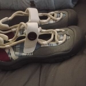 Plaid Mules with Strap - Black and White